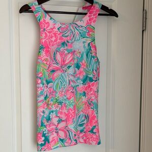 Lilly Pulitzer Vibrant Pink and Blue Floral Top